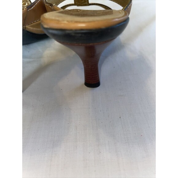 Cole Haan Womens Heels Sandals Size 8.5 AA Tan Leather Slip On Comfort Dressy - Picture 12 of 12